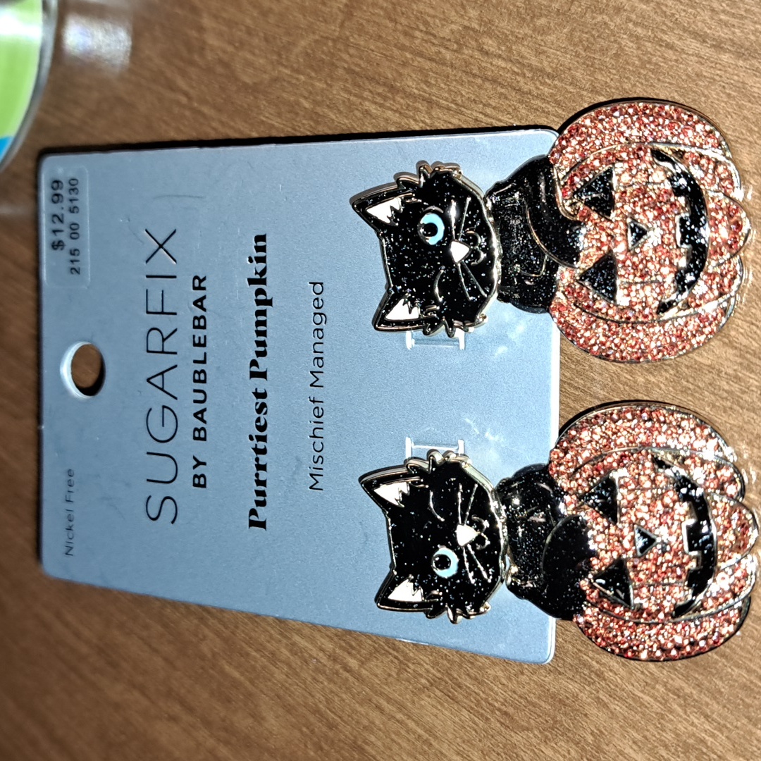 Halloween Sugarfix Black Cat Pumpkin Earrings Bundle Only 5$
